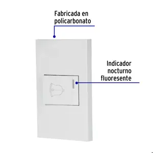 Volteck Placa armada 1 interruptor de timbre,1.5mod, Española,blanco