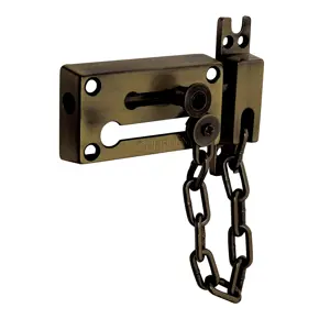 43708 / PACA-2 Hermex Pasador con cadena para puerta, acabado latón antiguo