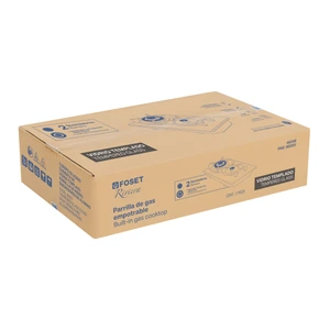 Foset Parrilla gas empotrable 30cm, 2 quem, vidrio negro, Riviera