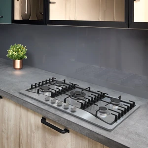 Foset Parrilla gas empotrable 75cm, 5 quem, acero inox, Riviera