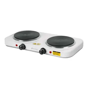 49990 / PAEL-2CD Parrilla eléctrica 2 quemadores de disco, blanca, Volteck