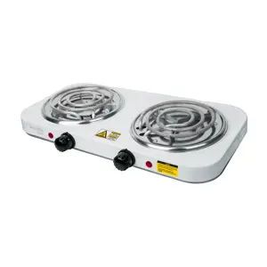23032 / PAEL-2CP Volteck Parrilla eléctrica 2 quemadores en espiral, blanca, Basic