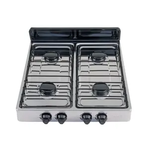 Parrilla de gas de sobreponer 4 quemadores, inox, Foset