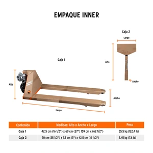 Truper Patín traspaleta 2 ton con ruedas de hule/poliuretano