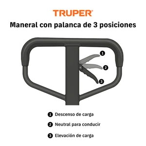 Patín traspaleta 3 ton con ruedas de nylon, Truper
