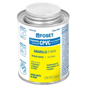 Cemento amarillo p/CPVC en bote de 250 ml,baja presión,Foset