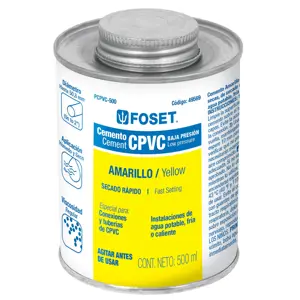 Cemento amarillo p/CPVC en bote de 500 ml,baja presión,Foset