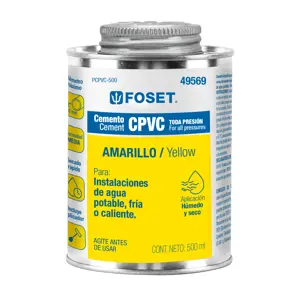 Cemento amarillo p/CPVC en bote de 500 ml,baja presión,Foset