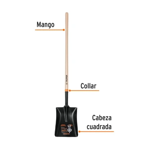 Pala T-2000 cuadrada, tipo español, mango largo 41