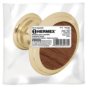 Hermex Perilla metálica acabado latón brillante, inserto cerámico