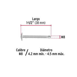 Fiero Bolsa con 100 pijas cabeza cruz, punta de broca 1-1/2