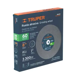 16412 / PIES-8160 Truper Rueda abrasiva p/esmeril 8 X 1