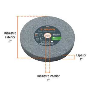 16412 / PIES-8160 Truper Rueda abrasiva p/esmeril 8 X 1