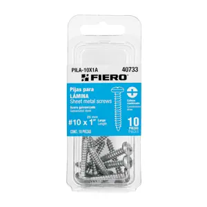 Blíster con 10 pijas para lámina, #10 x 1