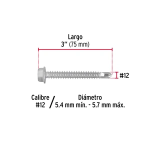 Bolsa con 100 pijas para lámina, #12 x 3