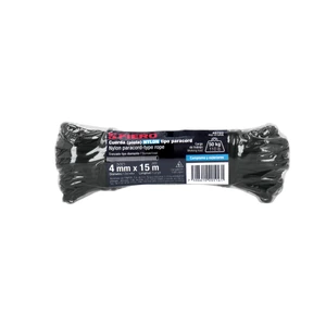 Piola de nylon paracord de 4mm x 15m negro, madeja, FIERO