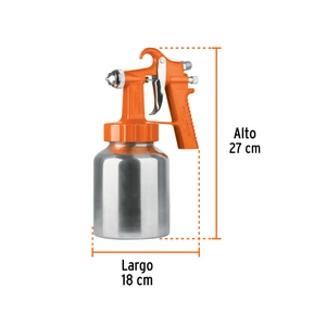 Pistola p/pintar baja presión, naranja, entrada inf, Truper