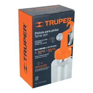 Pistola p/pintar baja presión, naranja, entrada sup, Truper