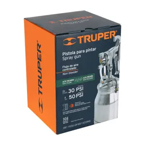 14087 / PIPI-310 Pistola p/pintar succión HVHP vaso alum, 1.8mm, 2 vál Truper