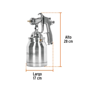 Pistola p/pintar succión HVLP vaso aluminio, 1.4 mm, Truper