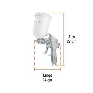 Pistola p/pintar gravedad LVMP vaso plástico, 1.7 mm, Truper