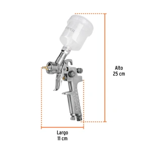 Pistola p/retoque gravedad HVLP vaso plástico, 1 mm, Truper