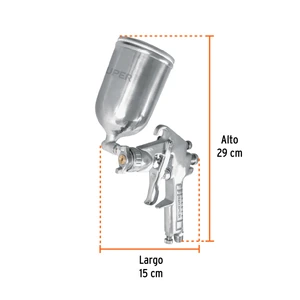 Pistola p/pintar gravedad LVMP vaso aluminio, 1.4 mm, Truper