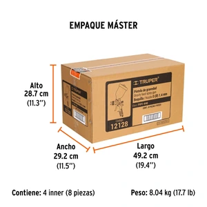 Pistola p/pintar gravedad HVLP vaso plástico, 1.4 mm, Truper