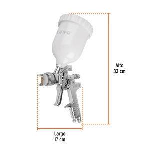 Pistola p/pintar gravedad HVLP vaso plástico, 1.4 mm, Truper