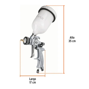 Pistola p/pintar gravedad HVLP vaso plástico, 1.4 mm, Expert