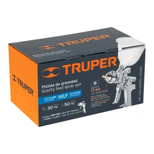 12129 / PIPI-441 Pistola p/pintar gravedad HVLP vaso plástico, 1.7 mm, Truper
