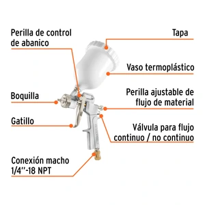 Pistola p/pintar Híbrida vaso plástico,3.0mm, TRUPER