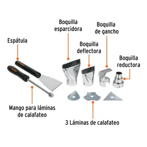 Pistola de calor 2000W con 9 accesorios, TRUPER PRO