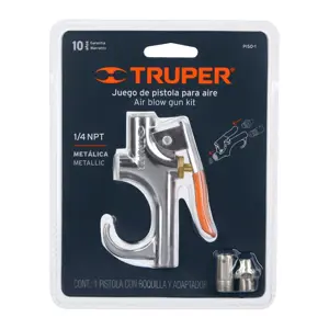 19023 / PISO-1 Pistola metálica para sopletear, cuerda 1/4 NPT, Truper