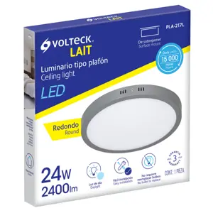 Volteck Luminario LED tipo plafón 24 W, redondo, luz de día, gris