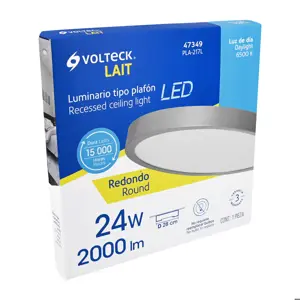 Volteck Luminario LED tipo plafón 24 W, redondo, luz de día, gris