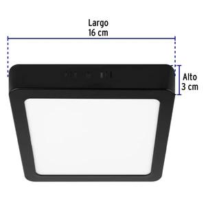 Volteck Luminario LED tipo plafón 12 W, cuadrado, luz de día, negro