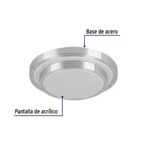 Volteck Luminario LED 18W plafón decorativo metálico, luz día,BASIC