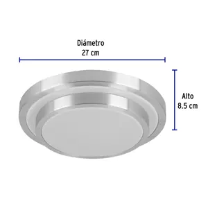 Volteck Luminario LED 18W plafón decorativo metálico, luz día,BASIC