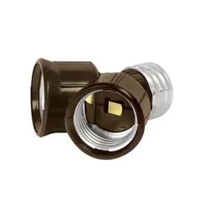 46539 / POBA-15 Portalámpara de baquelita, doble entrada, Volteck