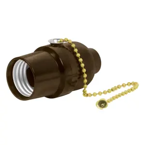 46533 / POBA-18 Portalámpara de baquelita, con interruptor de cadena,Volteck