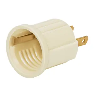 46525 / POBA-20 Portalámpara de baquelita, con adaptador, marfil, Volteck