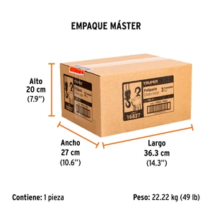 Polipasto industrial de cadena, 3 toneladas, Truper