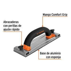 Lijadora manual base de aluminio 8 x 24 cm, Truper