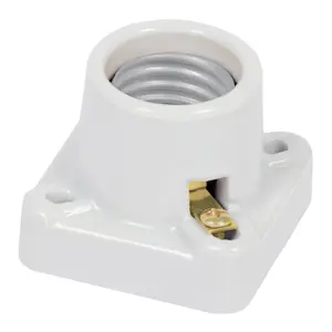 46522 / POPO-11 Portalámpara de porcelana, cuadrado, Volteck
