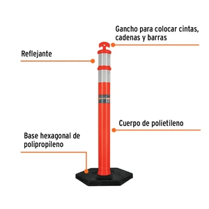 Truper Poste delimitador de 115 cm de alto con base y reflejante