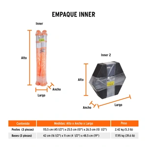 Truper Poste delimitador de 115 cm de alto con base y reflejante