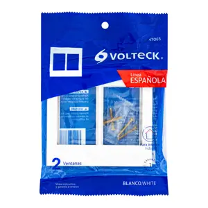 Volteck Placa 2 ventanas, 6 módulos, línea Española, color blanco