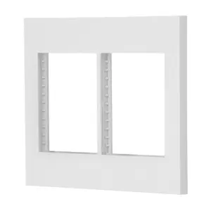 Volteck Placa 2 ventanas, 6 módulos, línea Española, color blanco