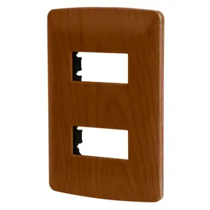 46393 / PPDO-IM Volteck Placa 2 módulos de ABS, línea Italiana, acabado madera